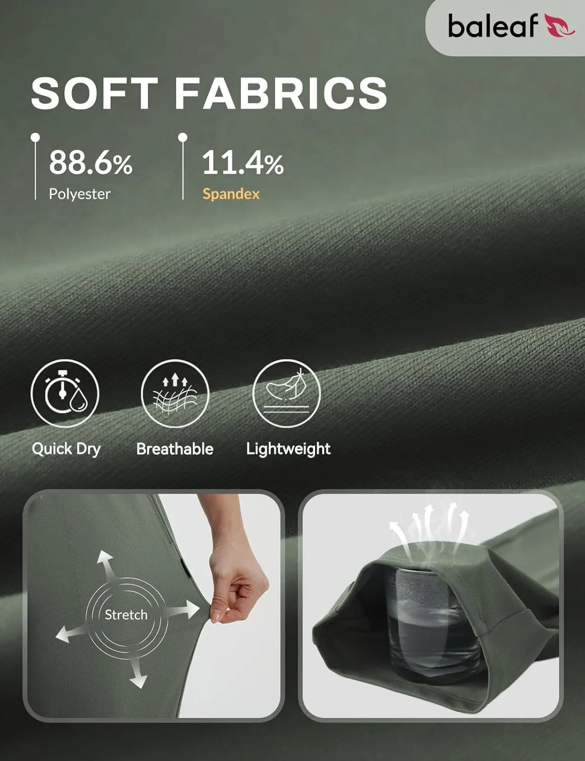 baleaf Womens Yoga Capri Pants with Zipper Pockets Summer Drawstring Capris Joggers Lounge Crop 19"