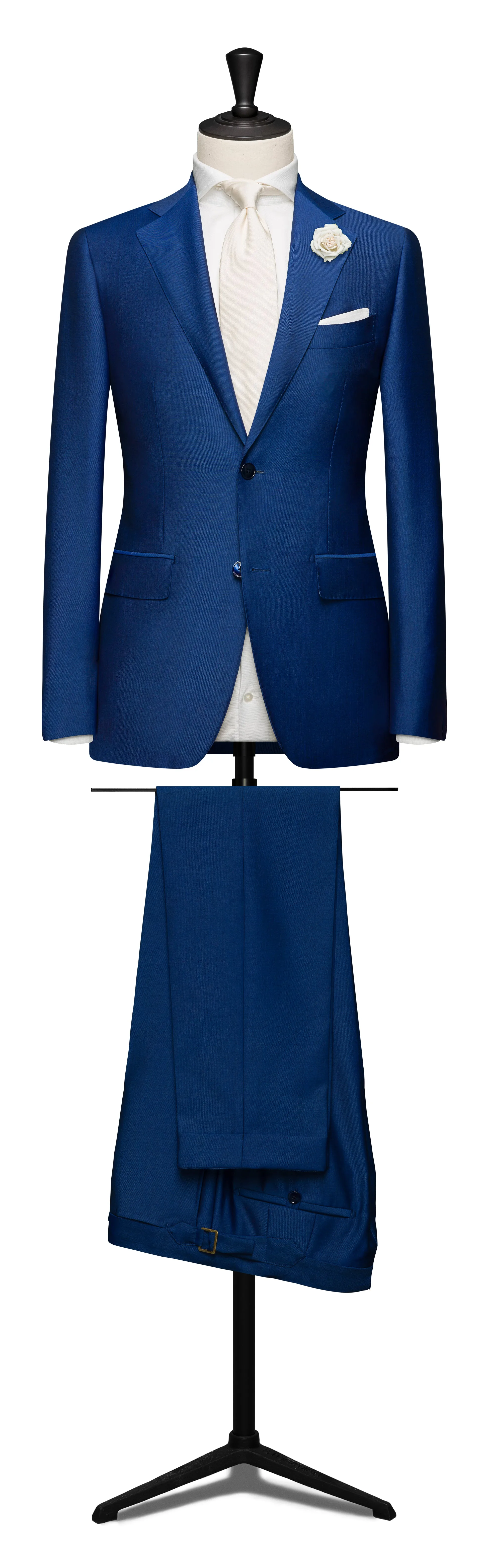 Barberis Canonico Bright Blue Fine Twill Merino Wool & Mohair Solaro Doppio Ritorto