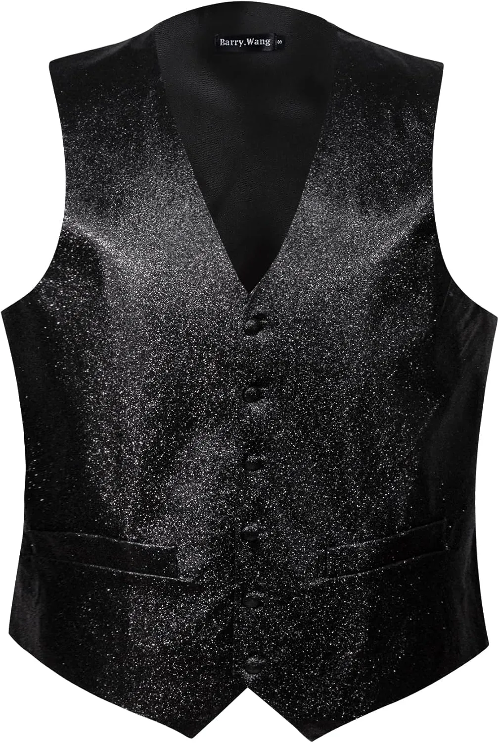 Barry.Wang Mens Shiny Vest V-neck Silm Fit Suit Waistcoat Bowtie Set Party Prom Tuxedo Formal Casual