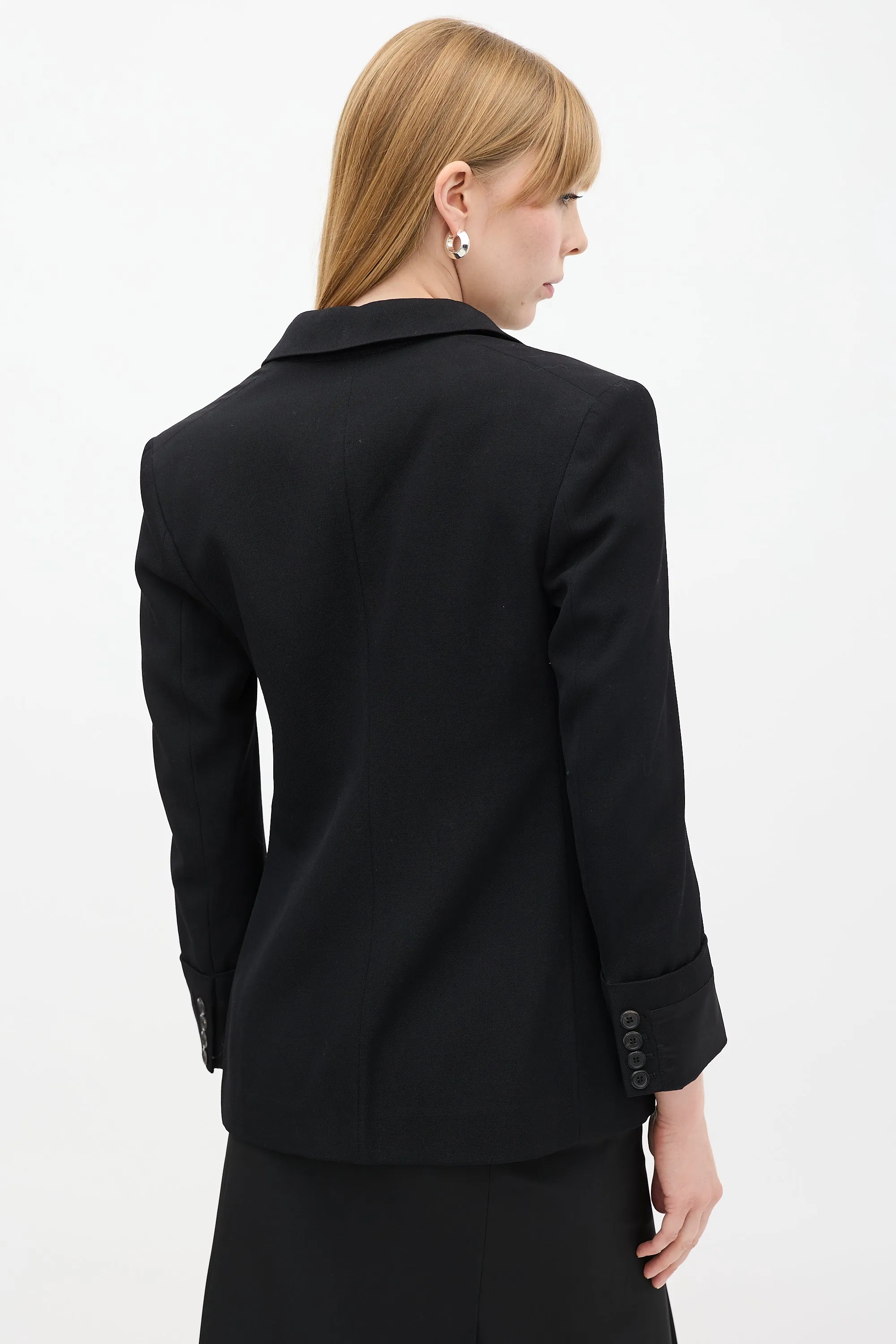 Black Turned Cuff Two Pocket Blazer