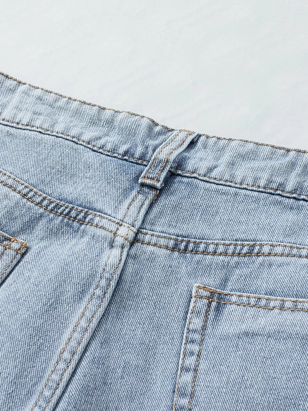 Blue Jean Shorts with Rhinestone Fringe