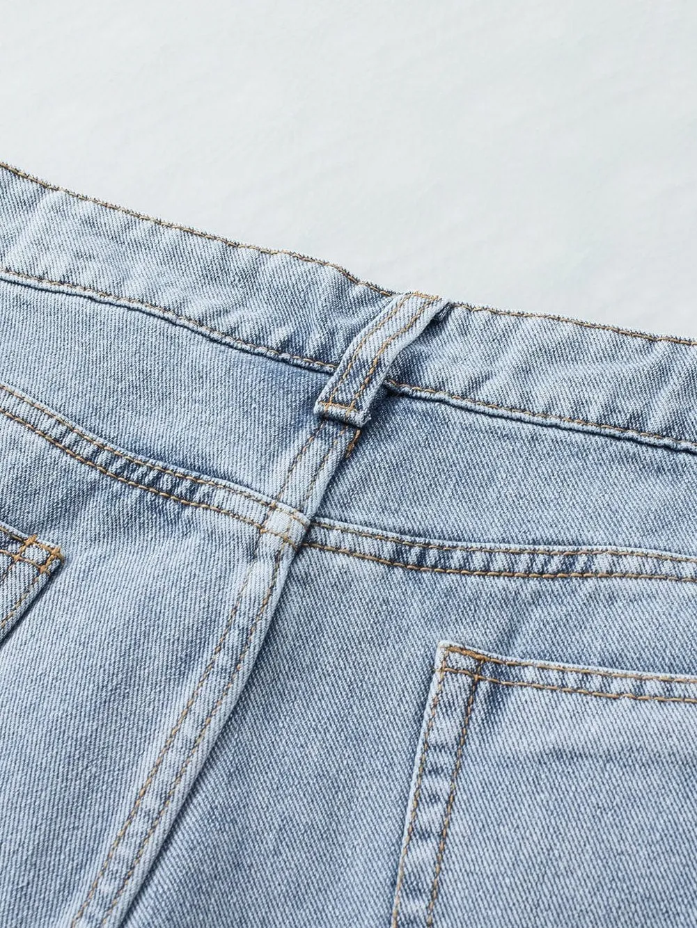 Blue Jean Shorts with Rhinestone Fringe