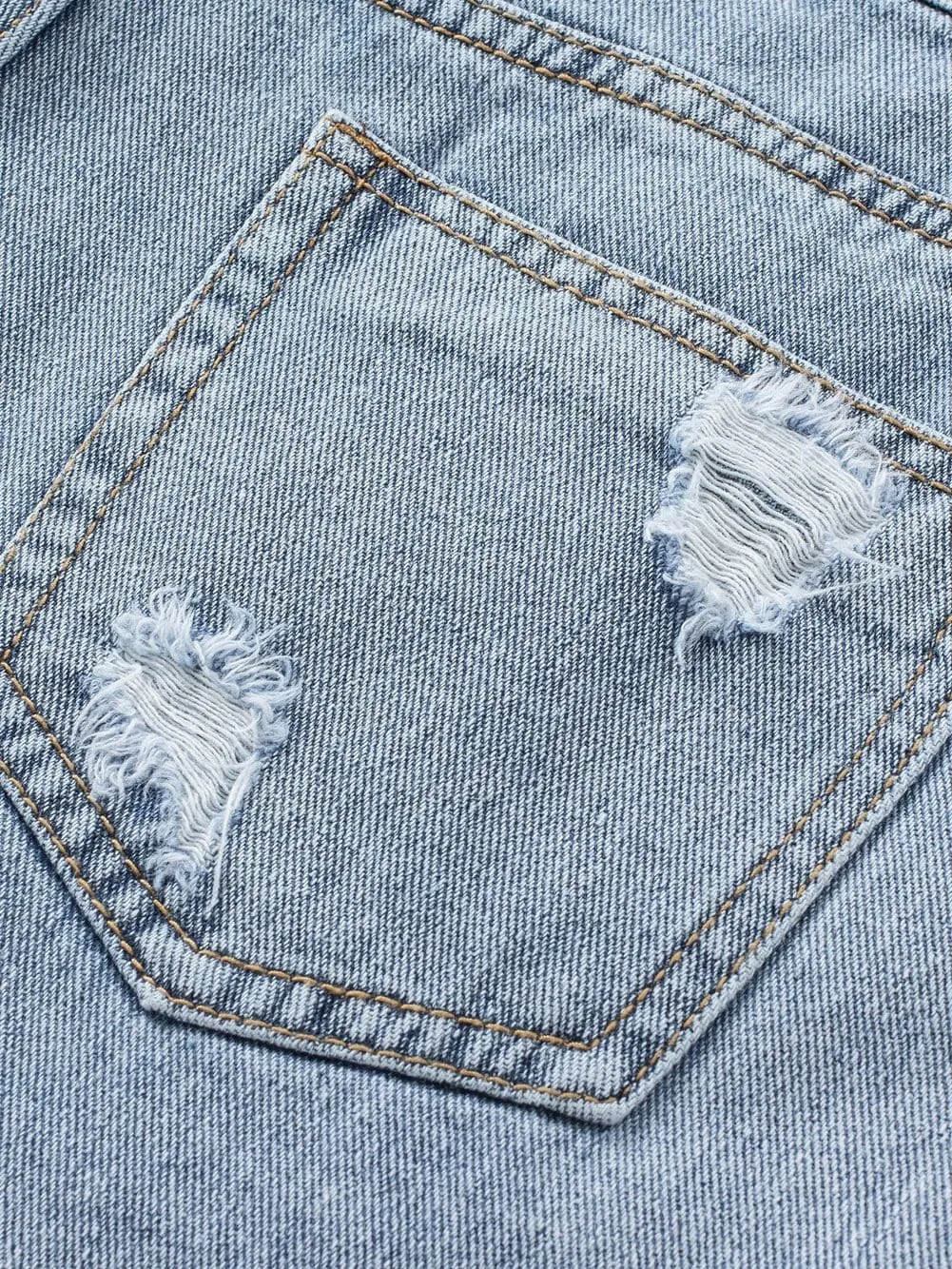 Blue Jean Shorts with Rhinestone Fringe