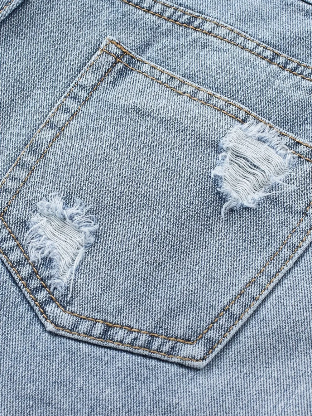 Blue Jean Shorts with Rhinestone Fringe