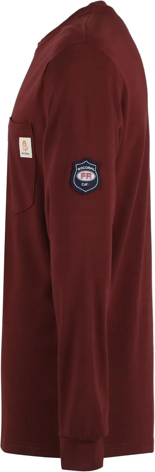 BOCOMAL FR Shirts Lightweight Classic Crew Long Sleeve Fire Resistant Shirt CAT2