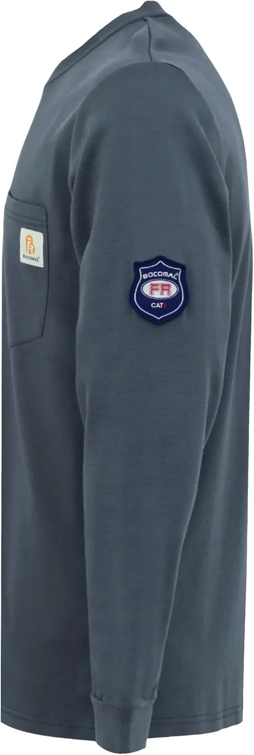 BOCOMAL FR Shirts Lightweight Classic Crew Long Sleeve Fire Resistant Shirt CAT2