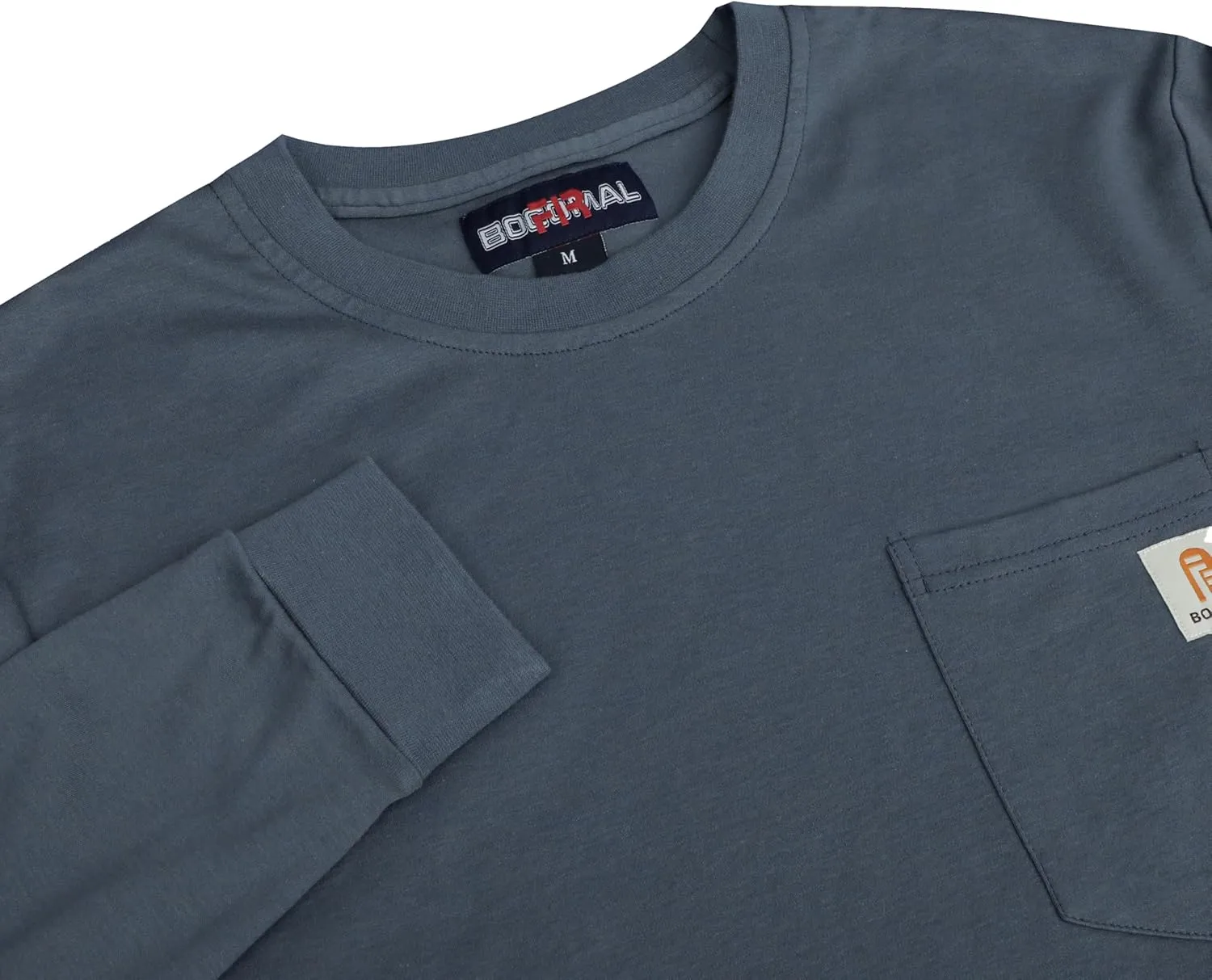 BOCOMAL FR Shirts Lightweight Classic Crew Long Sleeve Fire Resistant Shirt CAT2