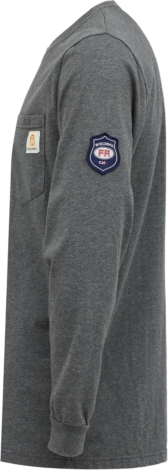 BOCOMAL FR Shirts Lightweight Classic Crew Long Sleeve Fire Resistant Shirt CAT2