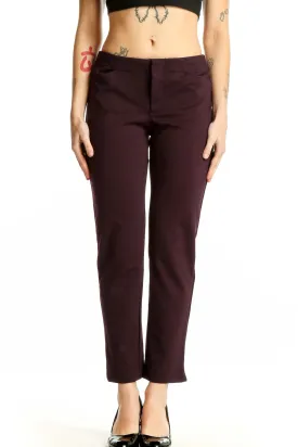 Burgundy Slim Fit Ankle-Length Trousers