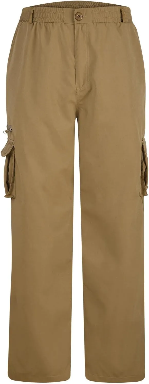 Cargo Pants for Men Twill Stretch Elastic Waist Hiking Pants Lightweight Outdoor Jogger Trouser with Zipper Pockets