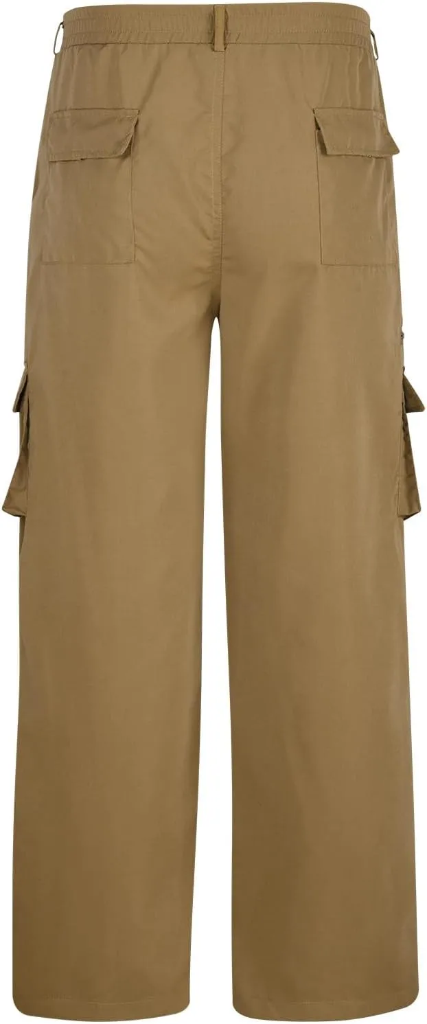 Cargo Pants for Men Twill Stretch Elastic Waist Hiking Pants Lightweight Outdoor Jogger Trouser with Zipper Pockets