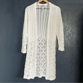 Chico's Open-Front Pointelle Cardigan Alabaster