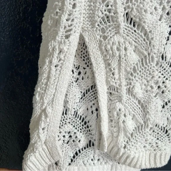 Chico's Open-Front Pointelle Cardigan Alabaster