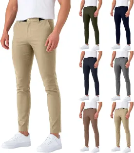 Chinos Pants Men Classic Flat Front Slim Fit Dress Pants Stretch Flex Lightweight Work Pants with Pockets Dress Slack