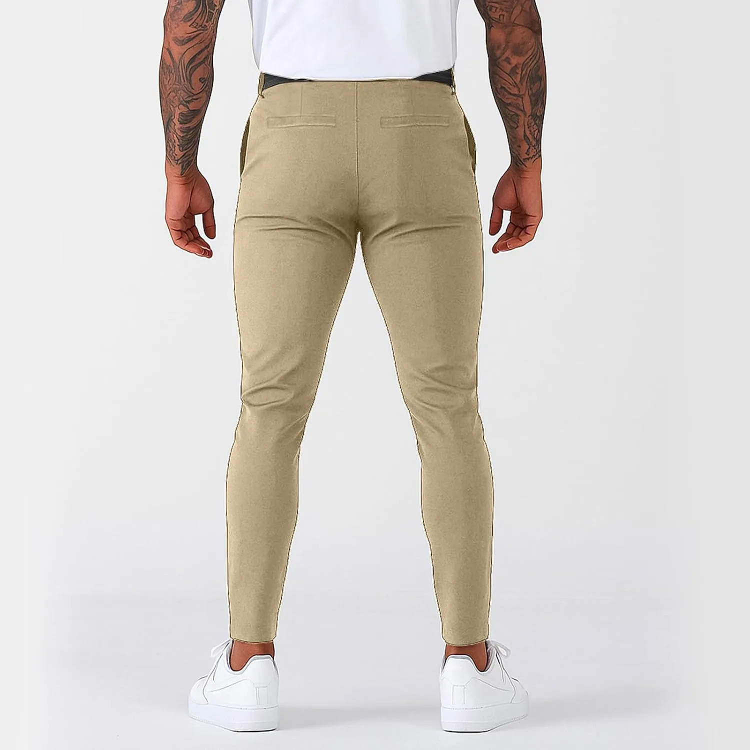 Chinos Pants Men Classic Flat Front Slim Fit Dress Pants Stretch Flex Lightweight Work Pants with Pockets Dress Slack