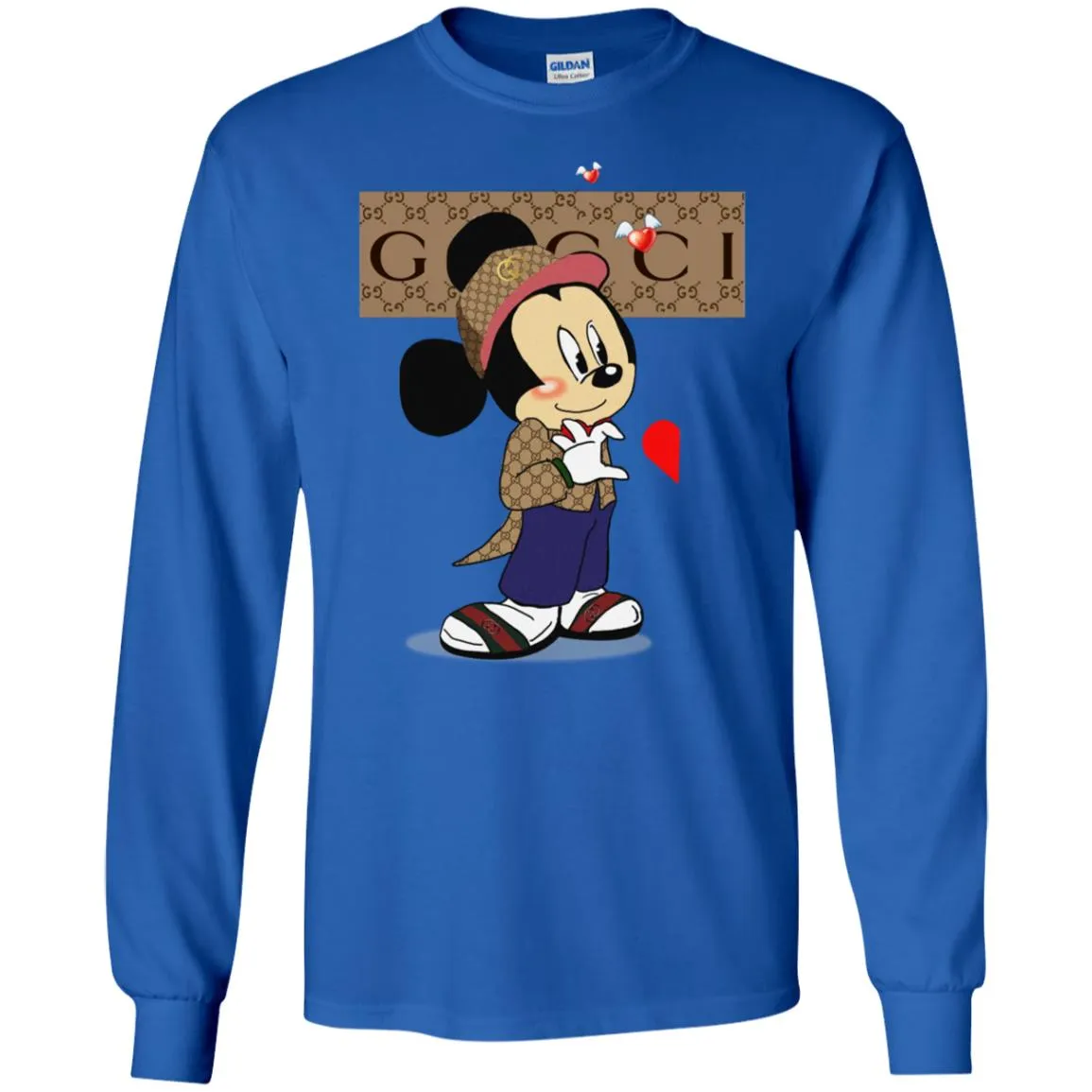 Couple Gucci Mickey Tshirt Valentine's Day Men Long Sleeve Shirt