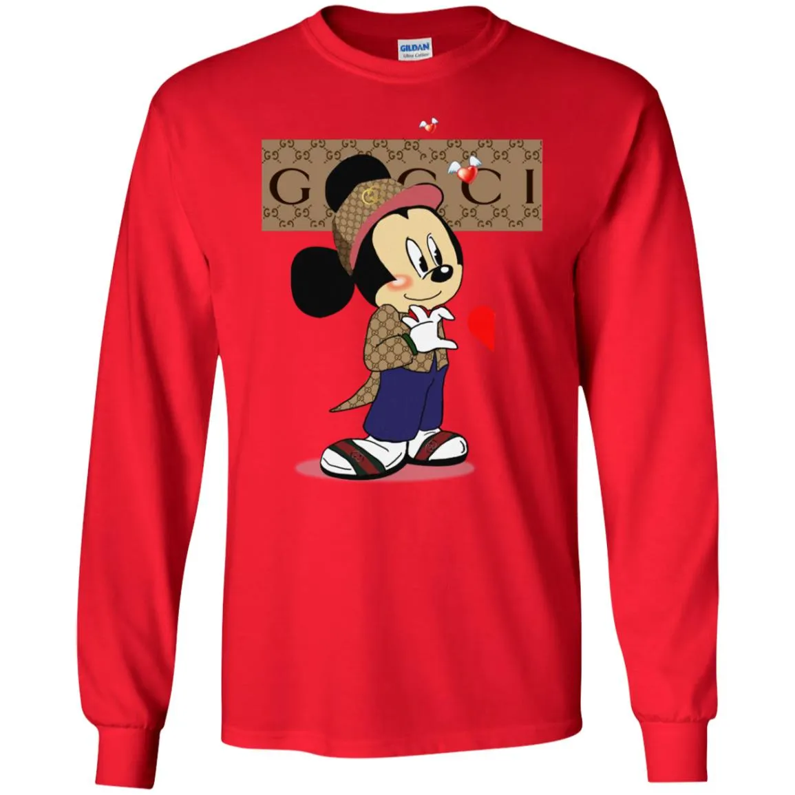 Couple Gucci Mickey Tshirt Valentine's Day Men Long Sleeve Shirt