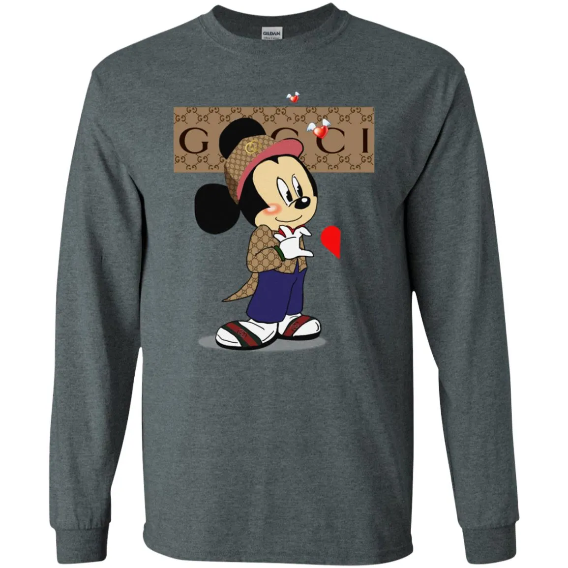 Couple Gucci Mickey Tshirt Valentine's Day Men Long Sleeve Shirt