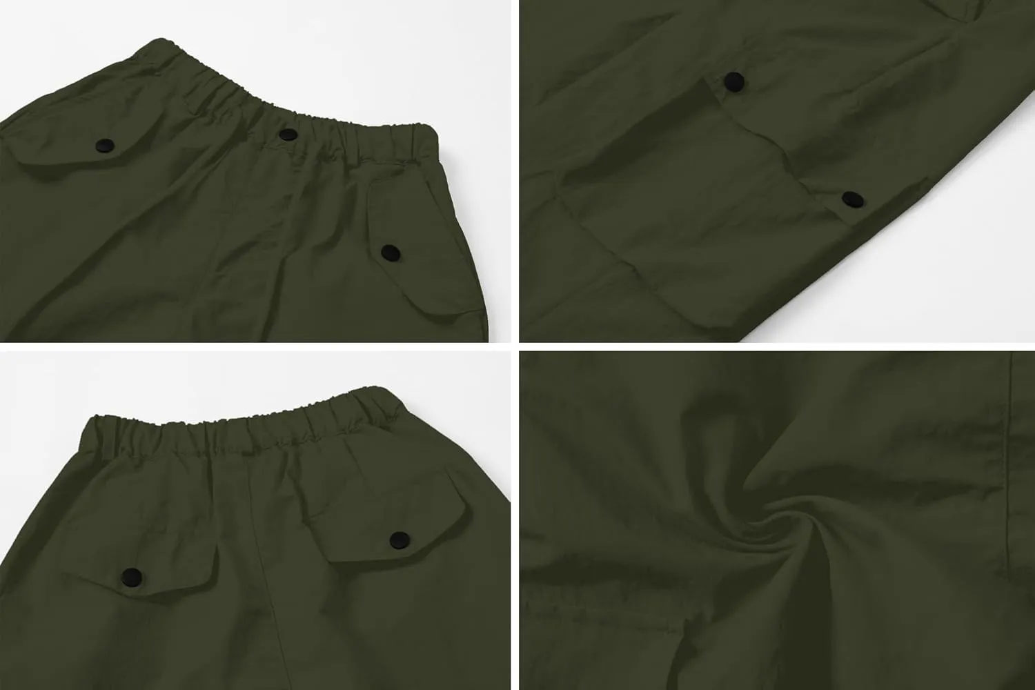 Cromoncent Girls & Womens High Waist Parachute Pants Y2K Waterproof Cargo Trousers with Pockets 6 Years-Women 3XL