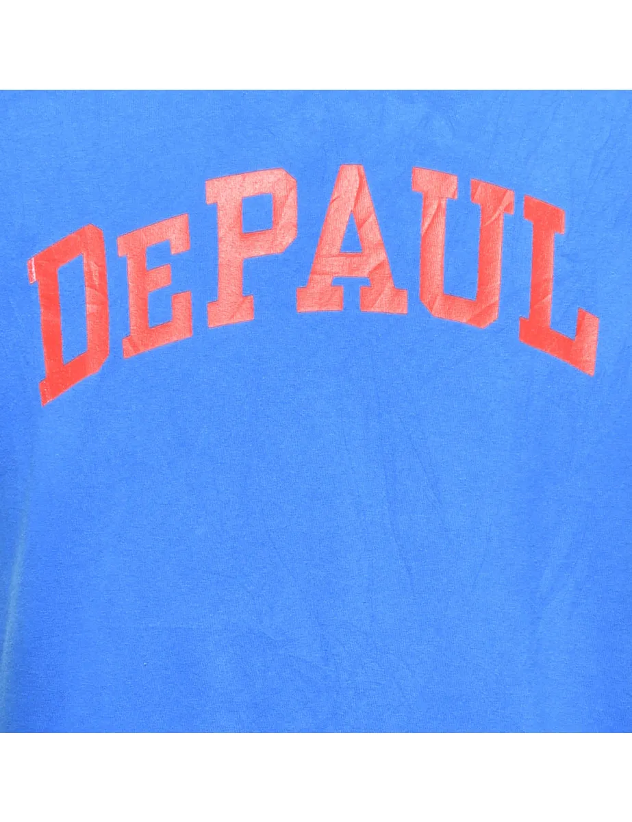 Depaul Printed Blue & Red T-shirt - L