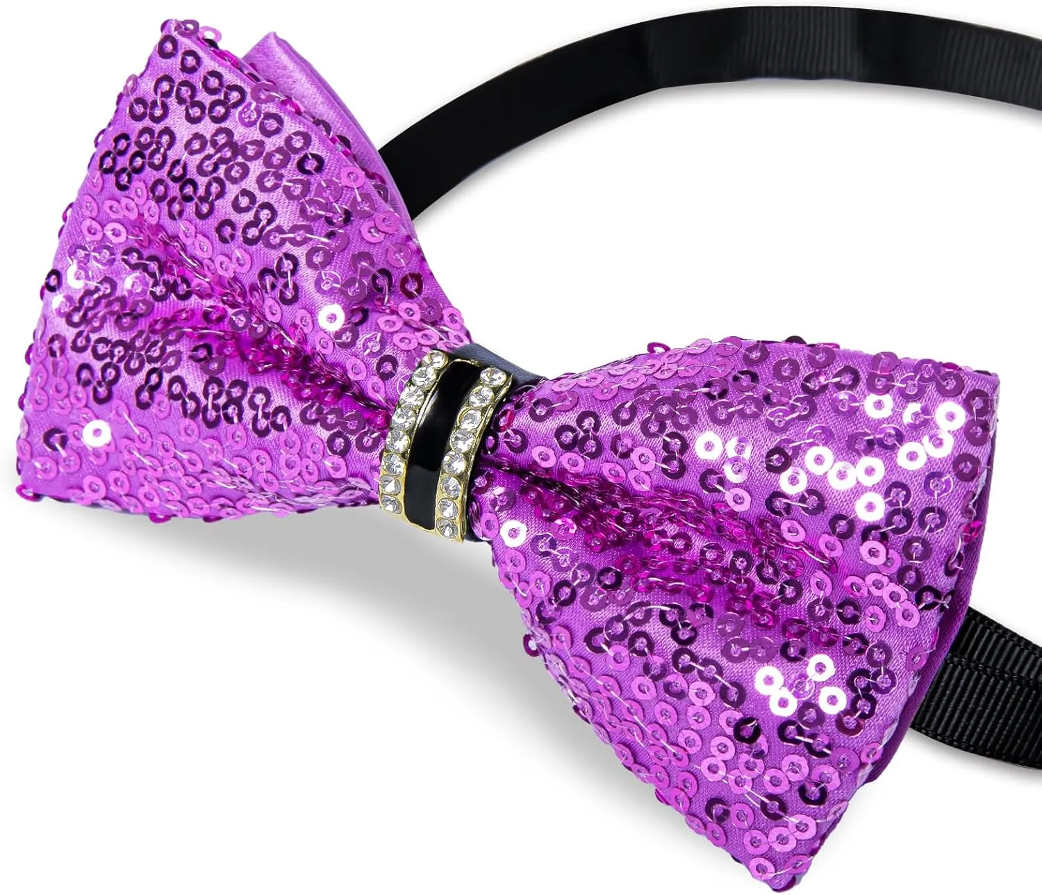 DiBanGu Sequin Bow Ties for Men Sparkly Bow Tie and Pocket Square Cufflinks Set Adjustable Pre-tied Bowtie Wedding Party