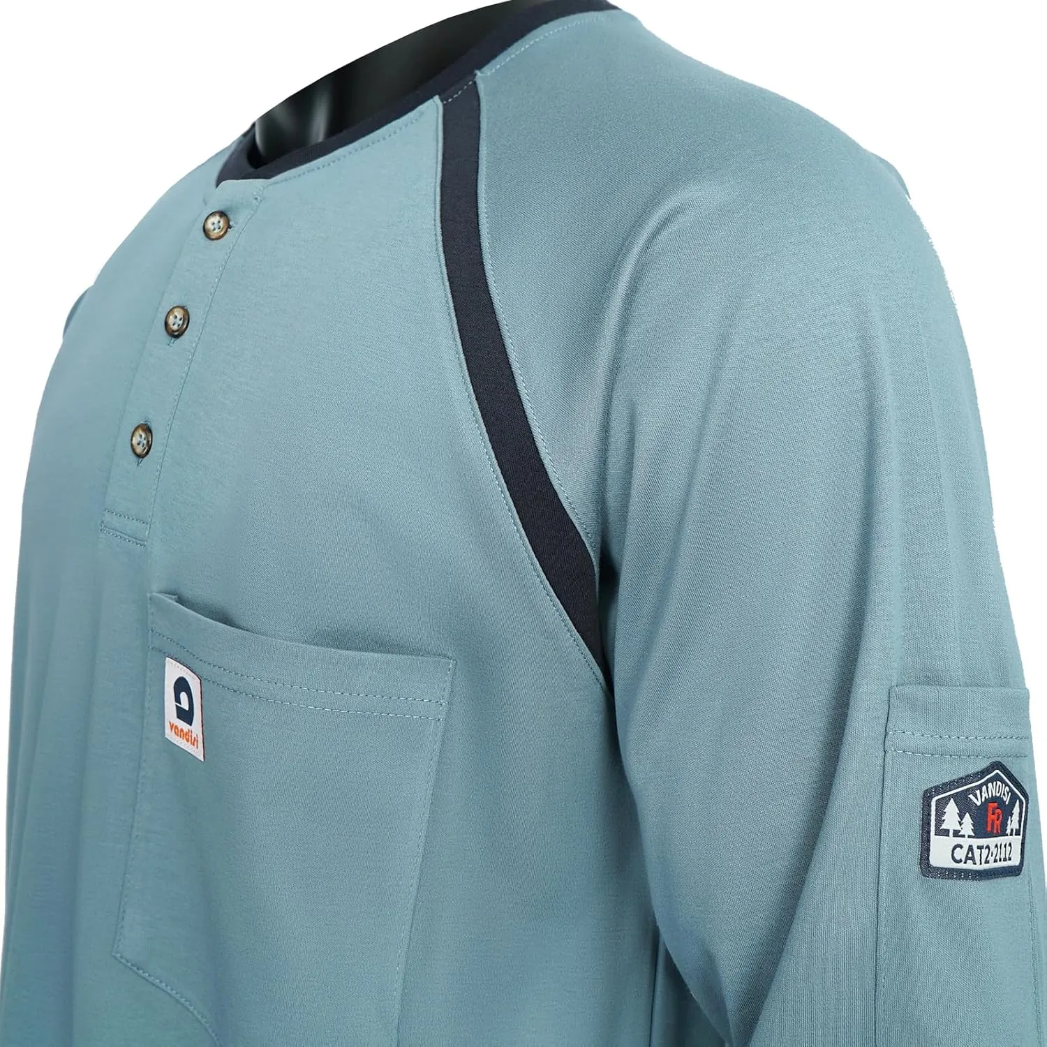 FR Shirts for Men NFPA2112 Flame Resistant Shirts 5.5oz Light Weight Long Sleeve Fire Retardant Shirts