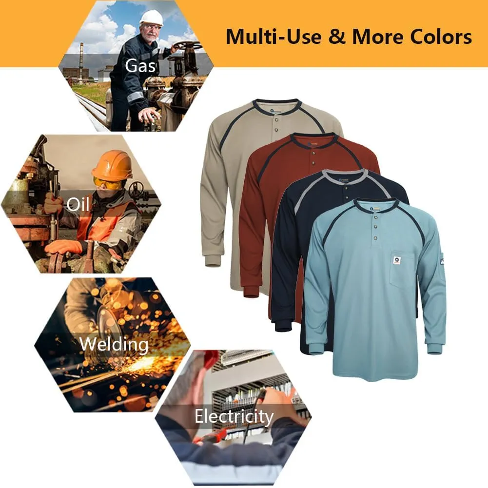 FR Shirts for Men NFPA2112 Flame Resistant Shirts 5.5oz Light Weight Long Sleeve Fire Retardant Shirts