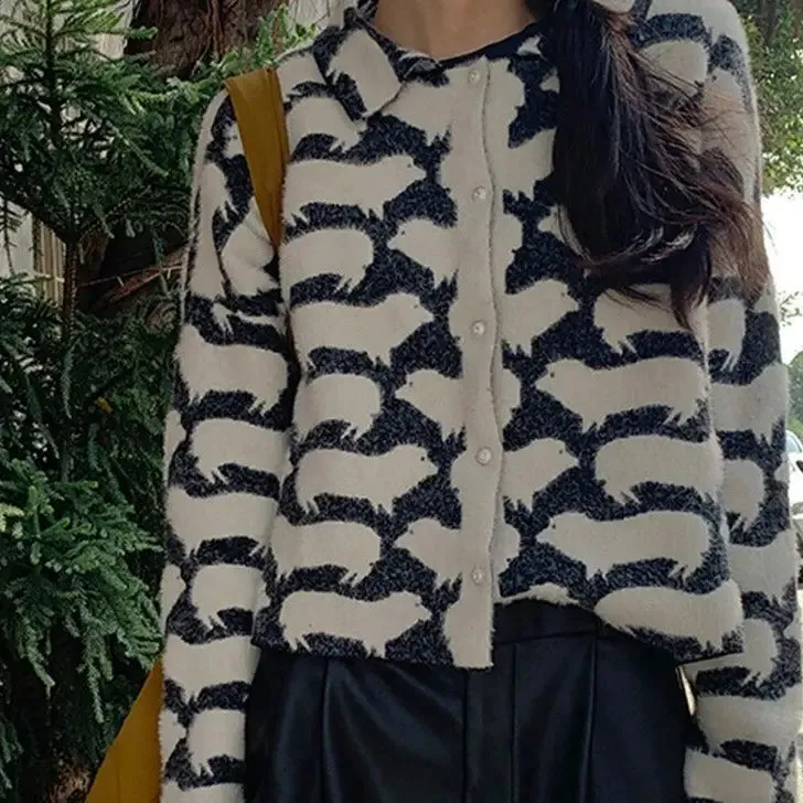 Geometric Knitted Crop Cardigan