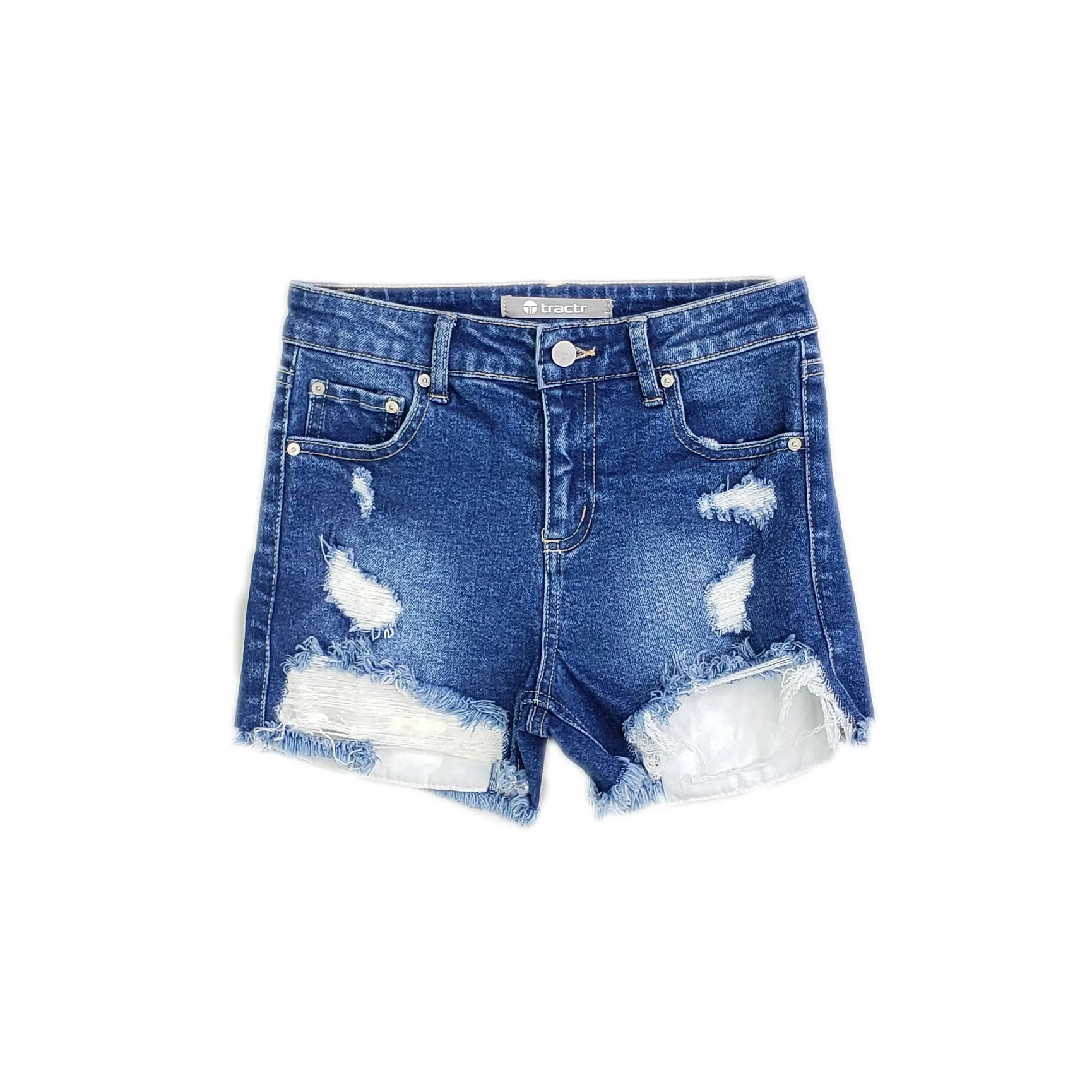 Girls High Rise Destructed Shorts - TR