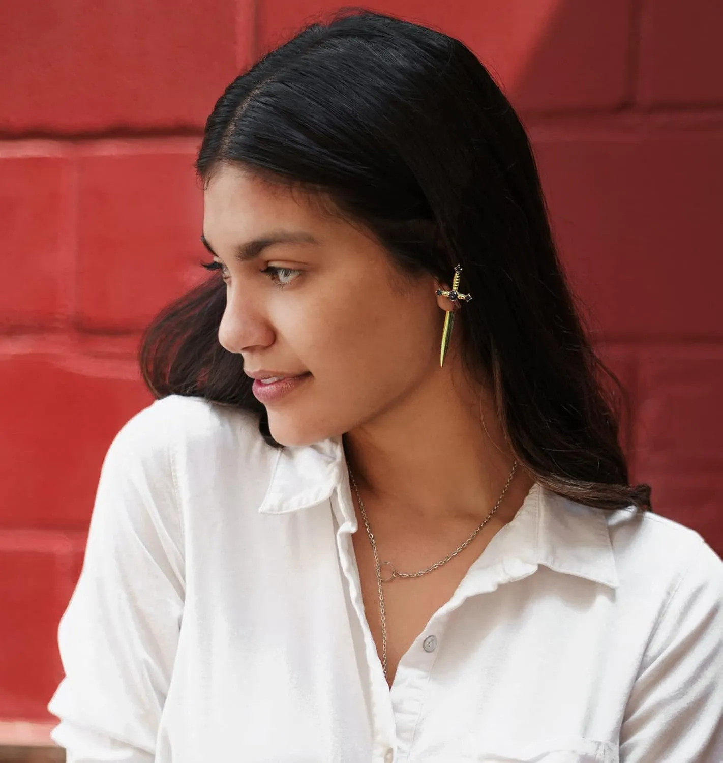 Gothic Sword Earrings Rhinestone Dagger Earrings Black Retro Sword Screw Earrings Cubic Zirconia Punk Sword Earrings Front Back Stud Earrings for Women