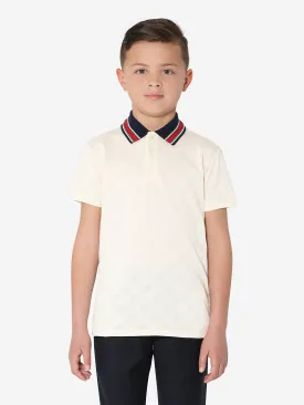 Gucci Boys Ribbed Collar Polo Shirt in Ivory