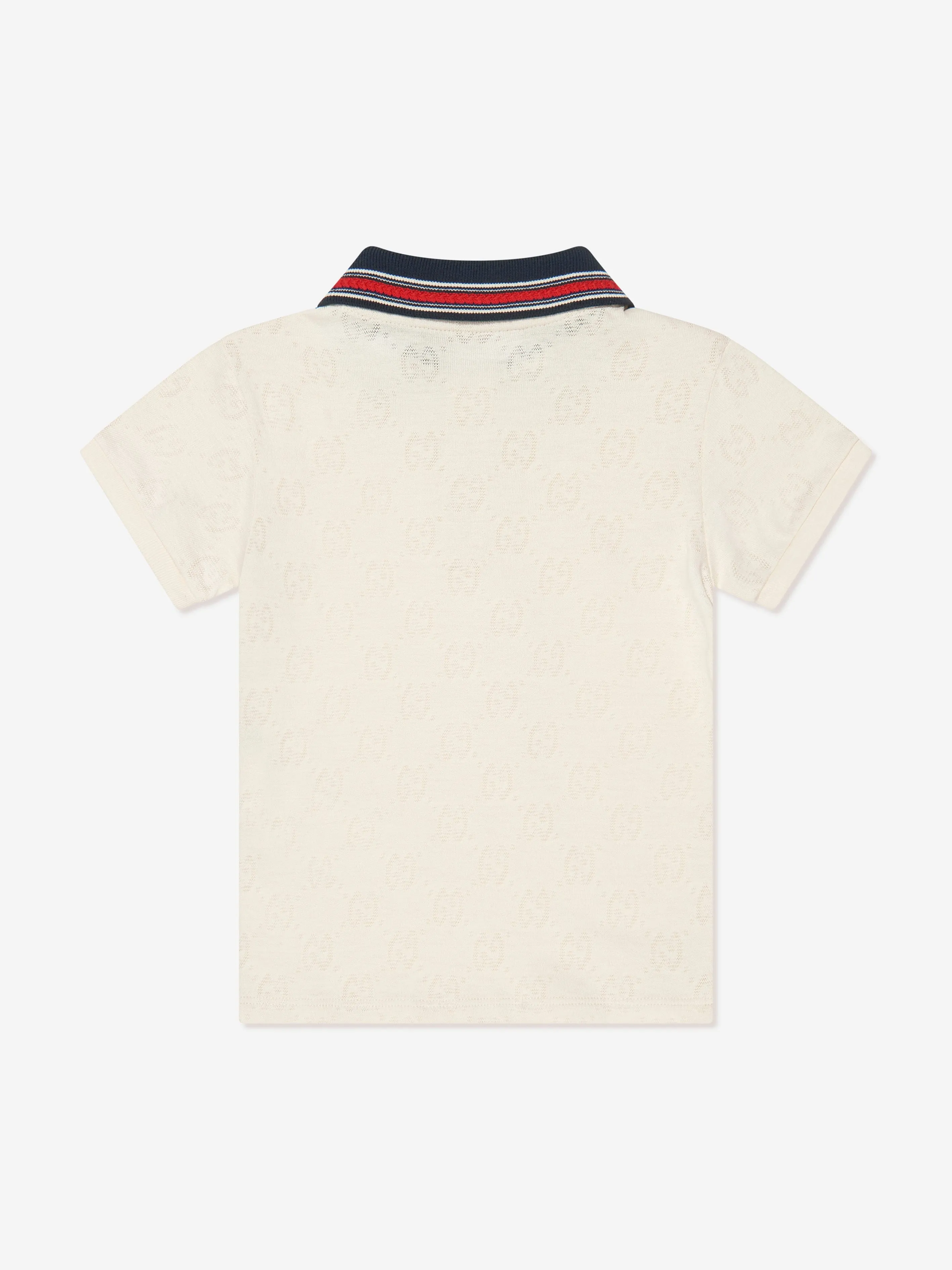Gucci Boys Ribbed Collar Polo Shirt in Ivory