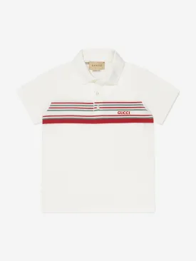 Gucci Boys Striped Logo Print Polo Shirt
