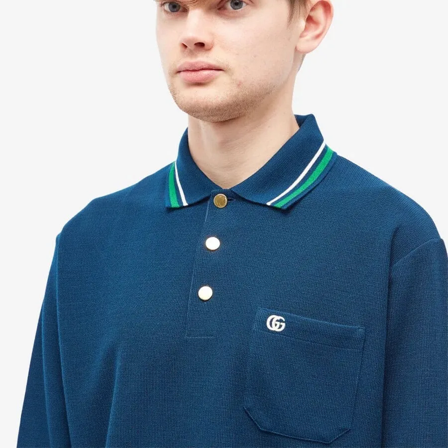 Gucci long sleeve polo, blue