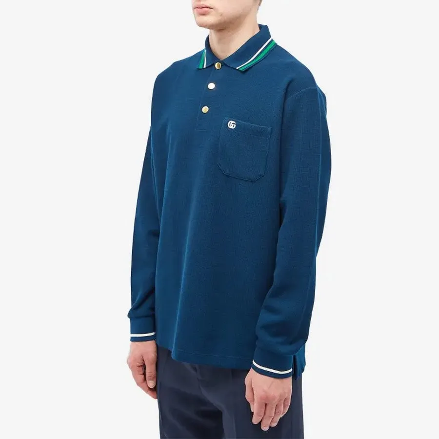 Gucci long sleeve polo, blue