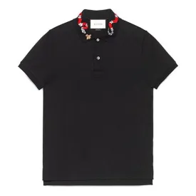 GUCCI Men's Coral Snake Embroidered Polo Shirt Black 408323-X7332-1410