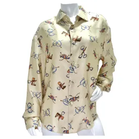 Gucci Western Print Silk Button Up Shirt