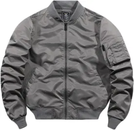 HARGLESMAN Men's Lightweight Warm Bomber Jacket with Zipper Pockets(S-3XL)