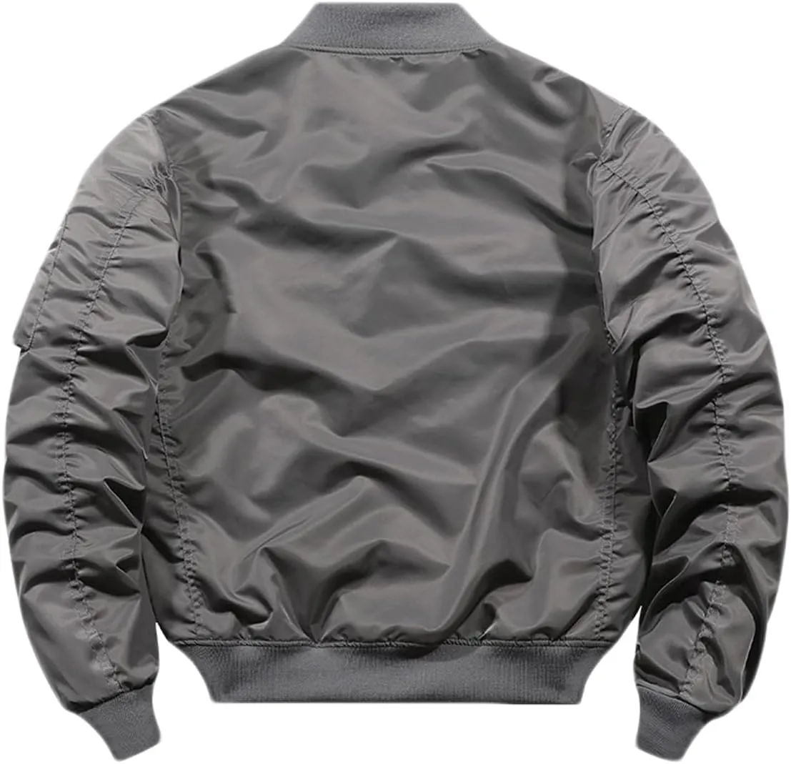 HARGLESMAN Men's Lightweight Warm Bomber Jacket with Zipper Pockets(S-3XL)