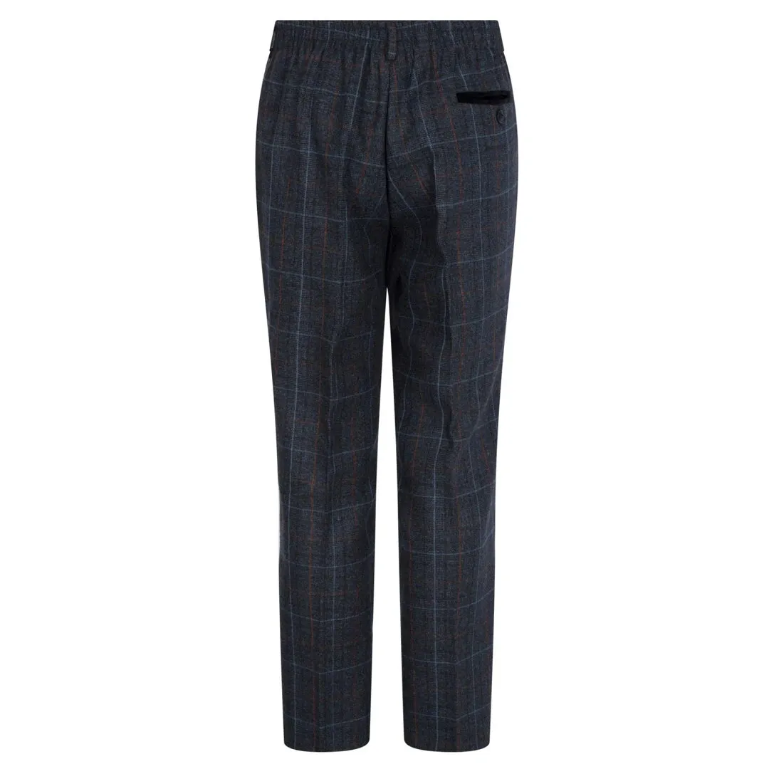 Harvey - Boys Navy Blue 3 Piece Tweed Suit Herringbone Wine