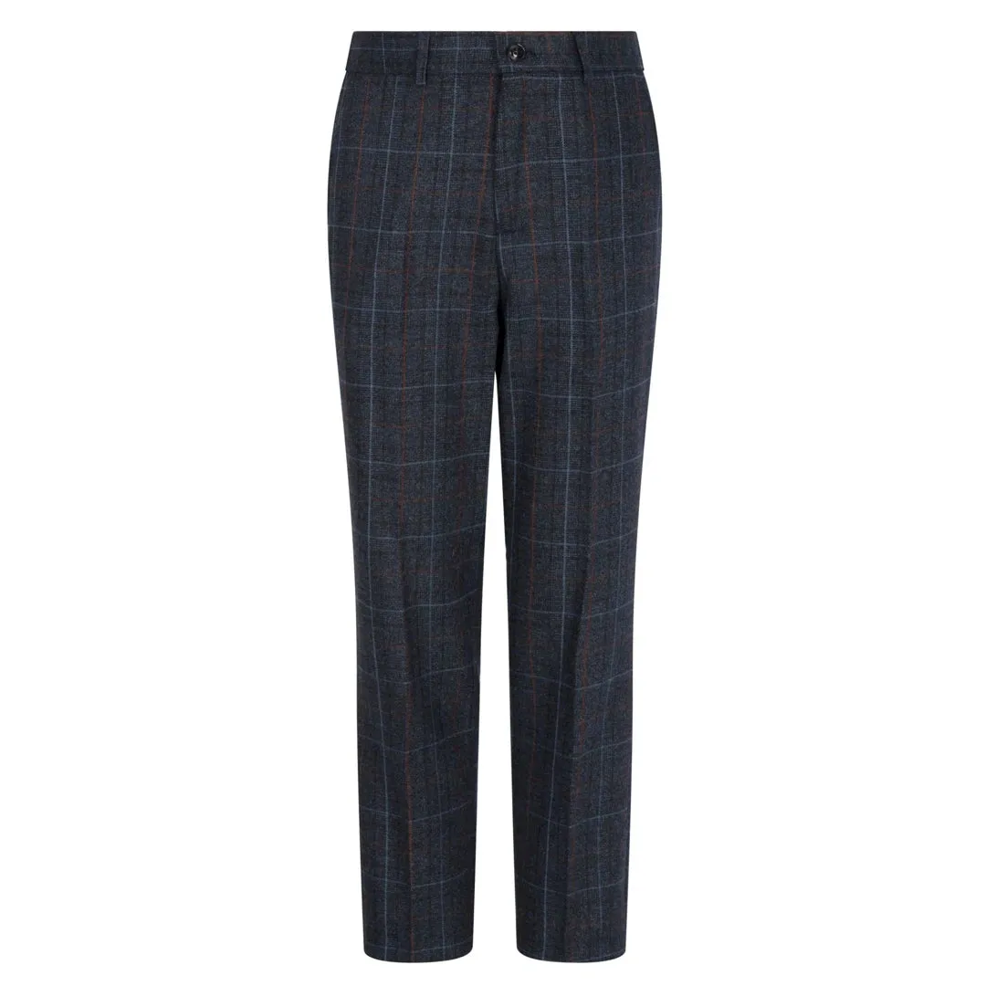 Harvey - Boys Navy Blue 3 Piece Tweed Suit Herringbone Wine