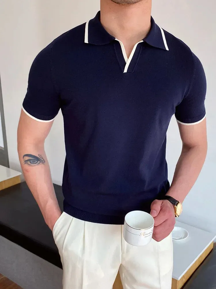 High quality turn down color slim fit classy polo shirt