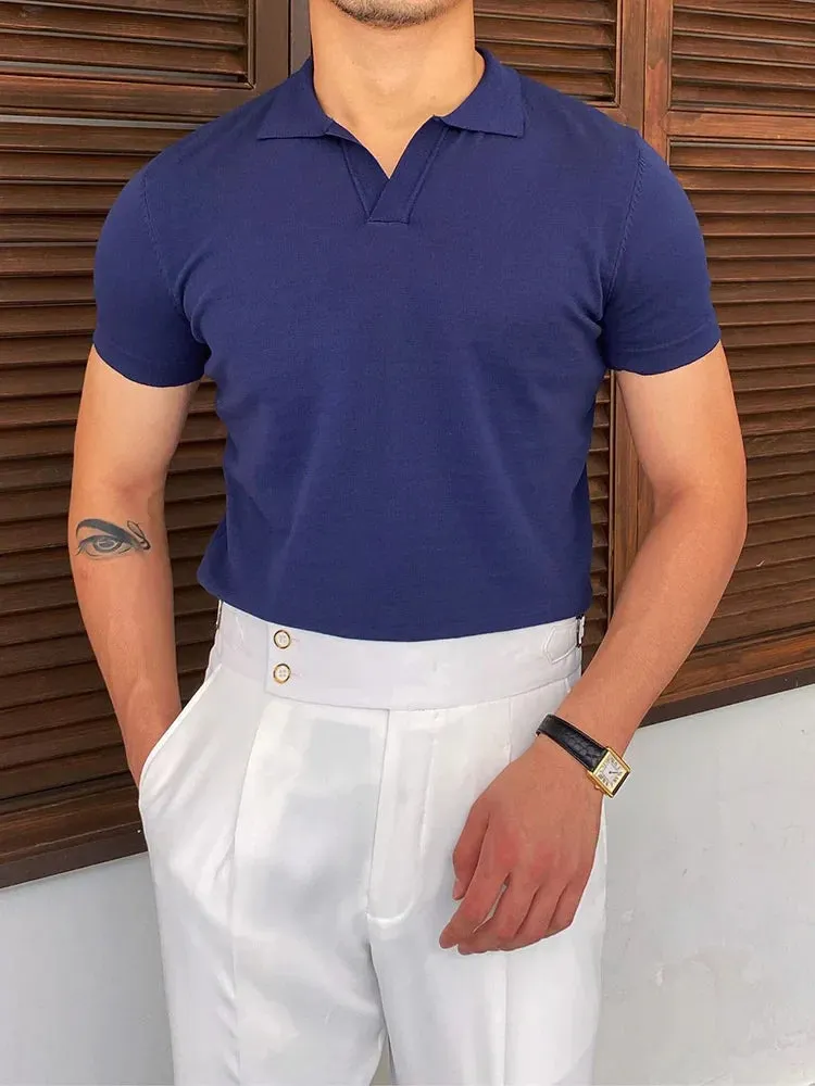 High quality turn down color slim fit classy polo shirt