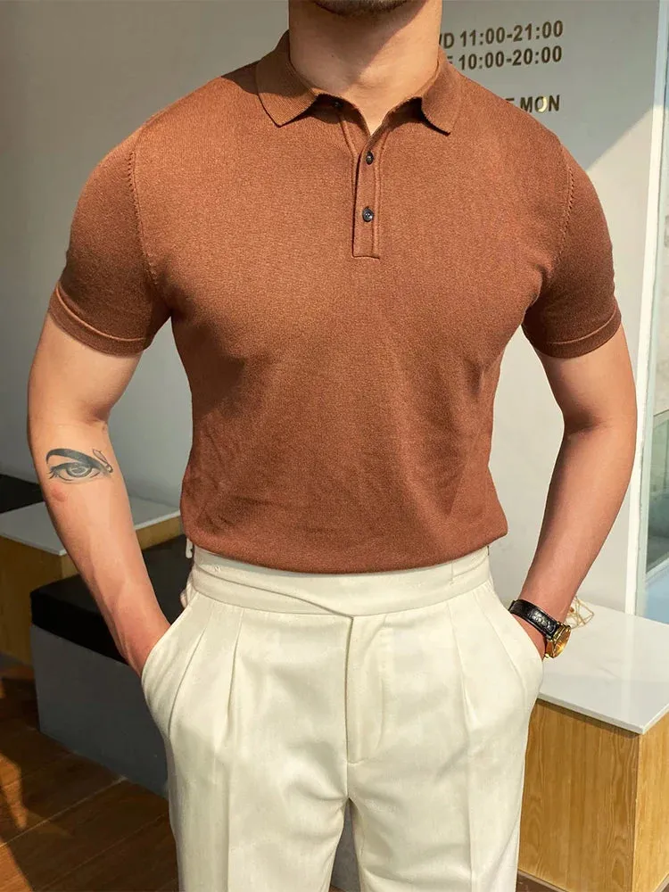 High quality turn down color slim fit classy polo shirt