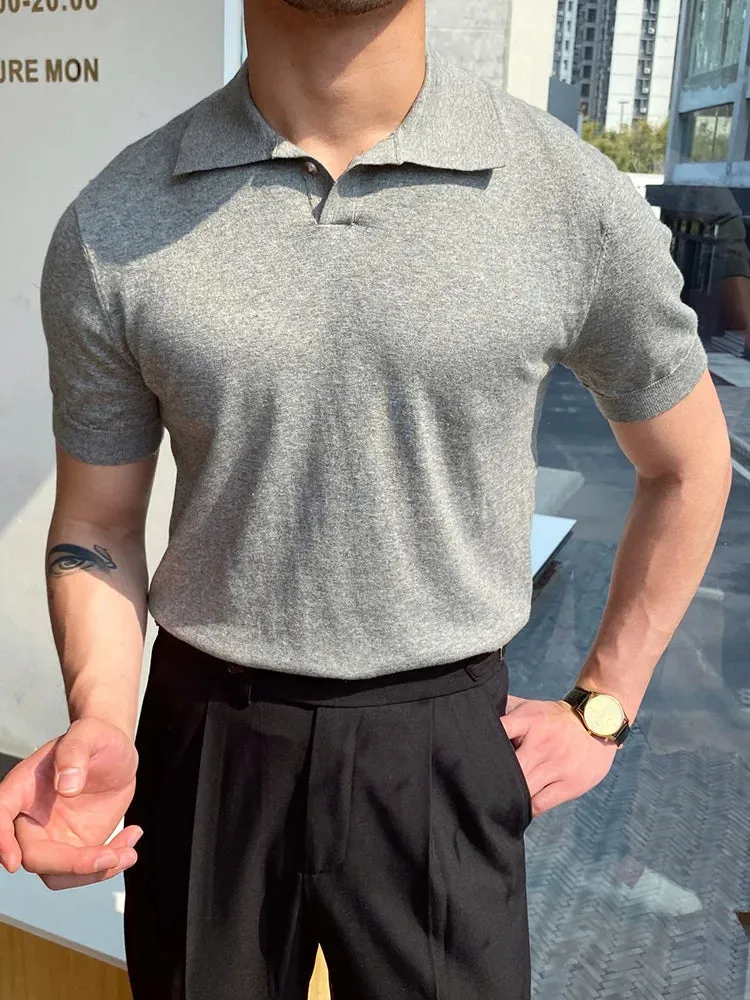High quality turn down color slim fit classy polo shirt