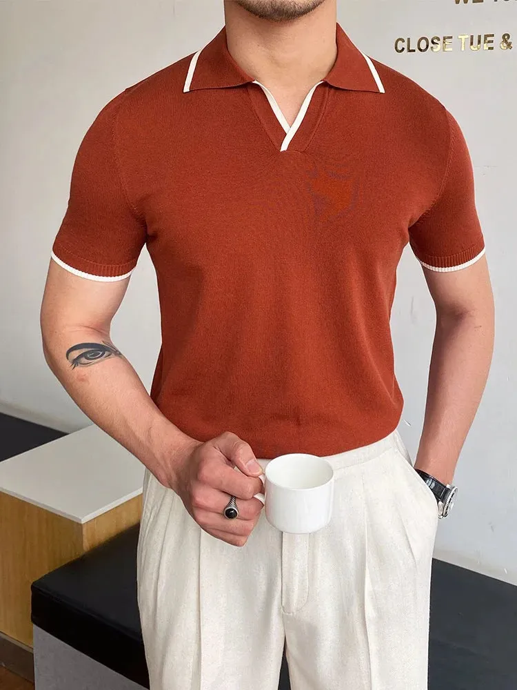 High quality turn down color slim fit classy polo shirt