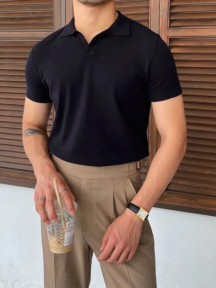 High quality turn down color slim fit classy polo shirt