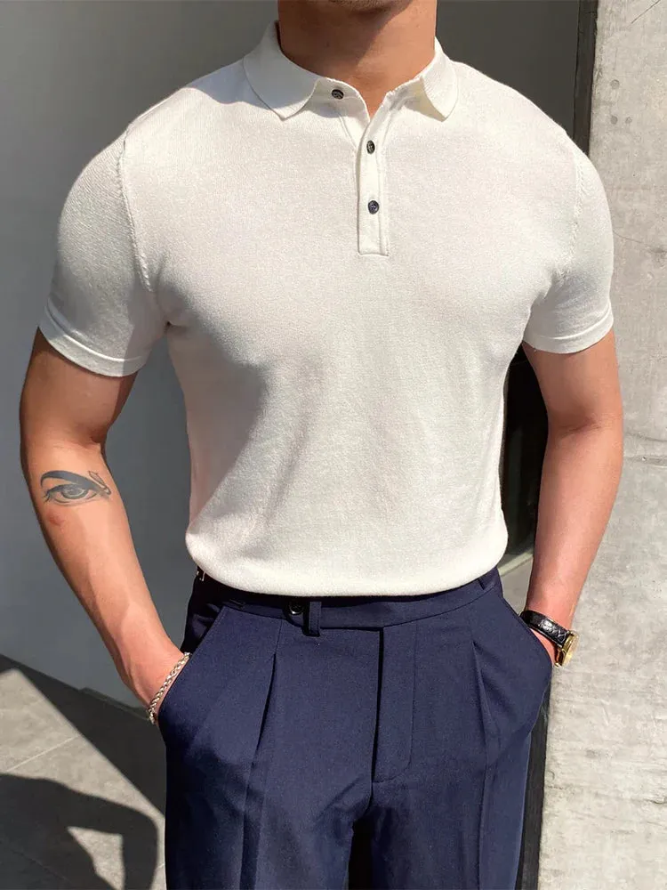 High quality turn down color slim fit classy polo shirt