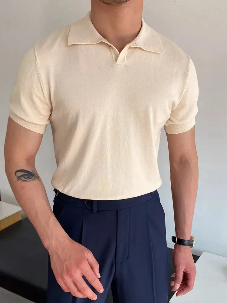 High quality turn down color slim fit classy polo shirt