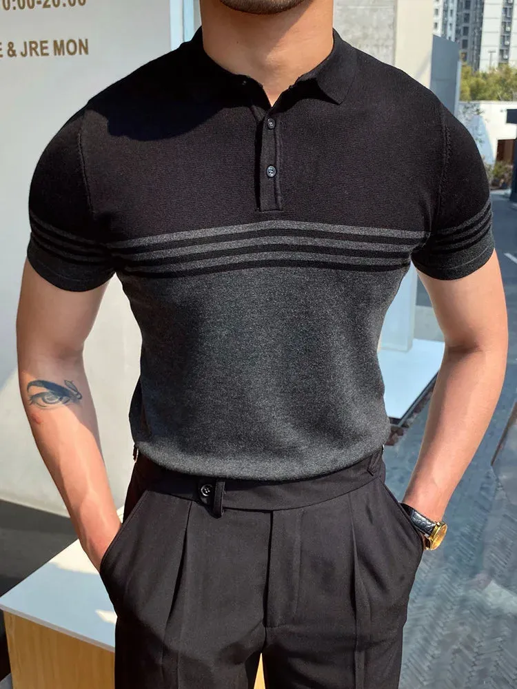 High quality turn down color slim fit classy polo shirt